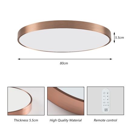 Immax NEO 07323L - LED stmievateľné stropné svietidlo SEMPLICI LED/96W/230V pr. 80 cm Wi-Fi Tuya ružové zlato + diaľkové ovládanie