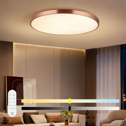 Immax NEO 07324L - LED stmievateľné stropné svietidlo SEMPLICI LED/128 W/230 V priemer 100 cm, Wi-Fi Tuya, zlaté + diaľkové ovládanie