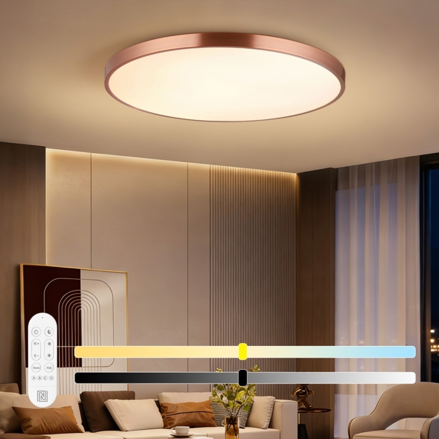 Immax NEO 07324L - LED stmievateľné stropné svietidlo SEMPLICI LED/128 W/230 V priemer 100 cm, Wi-Fi Tuya, zlaté + diaľkové ovládanie