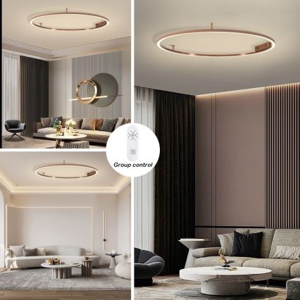 Immax NEO 07325-120C - Stmievateľné LED stropné svietidlo FINO LED/72W/230V 120 cm Tuya rose gold + diaľkové ovládanie
