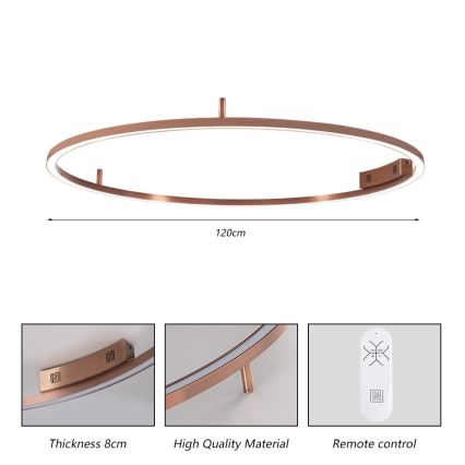Immax NEO 07325-120C - Stmievateľné LED stropné svietidlo FINO LED/72W/230V 120 cm Tuya rose gold + diaľkové ovládanie