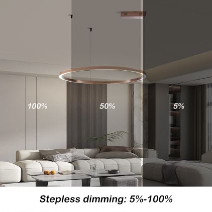 Immax NEO 07327L - LED stmievateľný luster na lane FINO LED/55W/230V 80 cm ružové zlato Tuya + diaľkové ovládanie