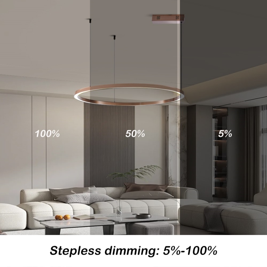Immax NEO 07327L - LED stmievateľný luster na lane FINO LED/55W/230V 80 cm ružové zlato Tuya + diaľkové ovládanie