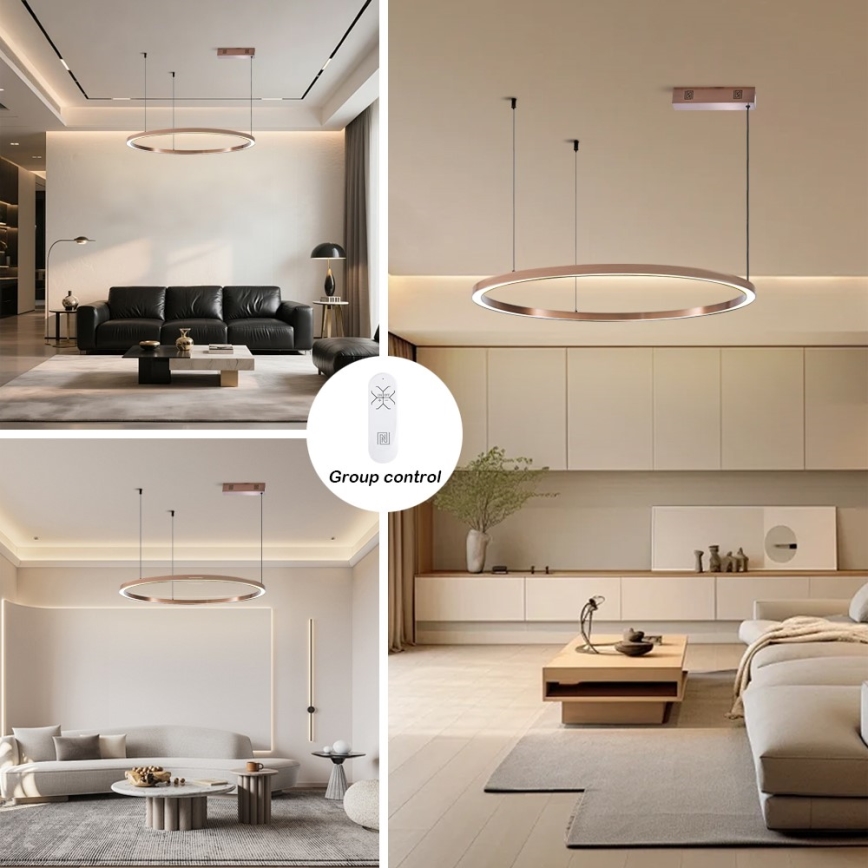 Immax NEO 07327L - LED stmievateľný luster na lane FINO LED/55W/230V 80 cm ružové zlato Tuya + diaľkové ovládanie