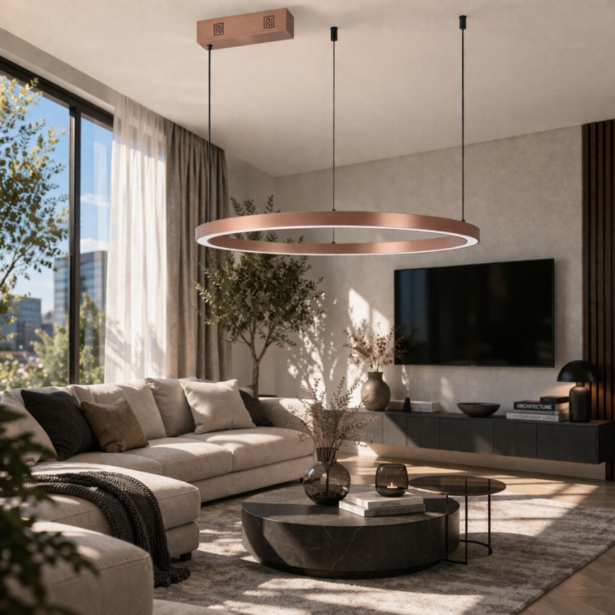 Immax NEO 07327L - LED stmievateľný luster na lane FINO LED/55W/230V 80 cm ružové zlato Tuya + diaľkové ovládanie