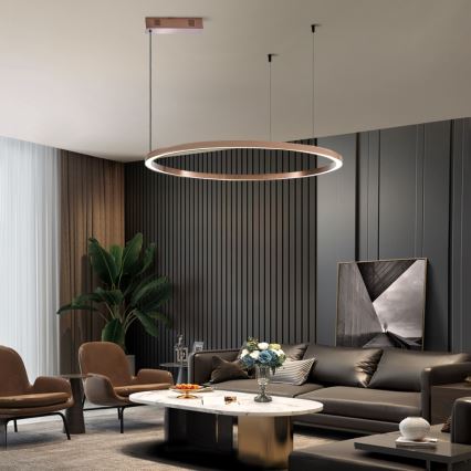 Immax NEO 07327L - LED stmievateľný luster na lane FINO LED/55W/230V 80 cm ružové zlato Tuya + diaľkové ovládanie