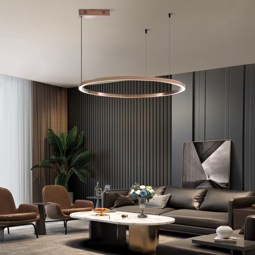 Immax NEO 07327L - LED stmievateľný luster na lane FINO LED/55W/230V 80 cm ružové zlato Tuya + diaľkové ovládanie