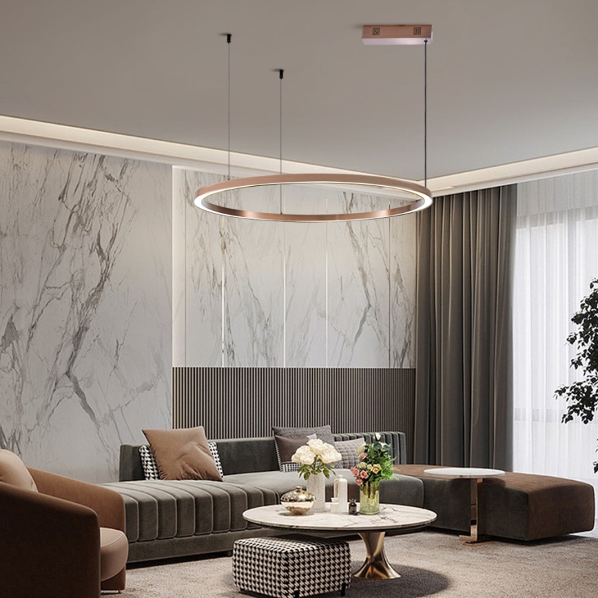Immax NEO 07327L - LED stmievateľný luster na lane FINO LED/55W/230V 80 cm ružové zlato Tuya + diaľkové ovládanie
