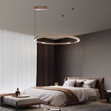 Immax NEO 07327L - LED stmievateľný luster na lane FINO LED/55W/230V 80 cm ružové zlato Tuya + diaľkové ovládanie