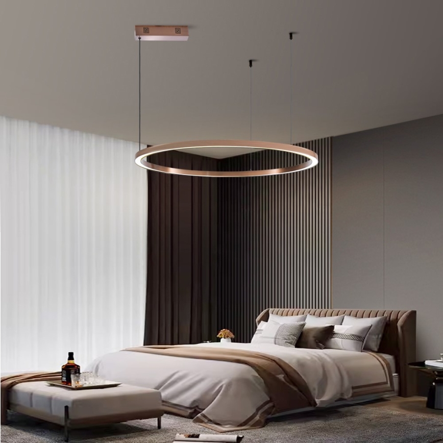 Immax NEO 07327L - LED stmievateľný luster na lane FINO LED/55W/230V 80 cm ružové zlato Tuya + diaľkové ovládanie