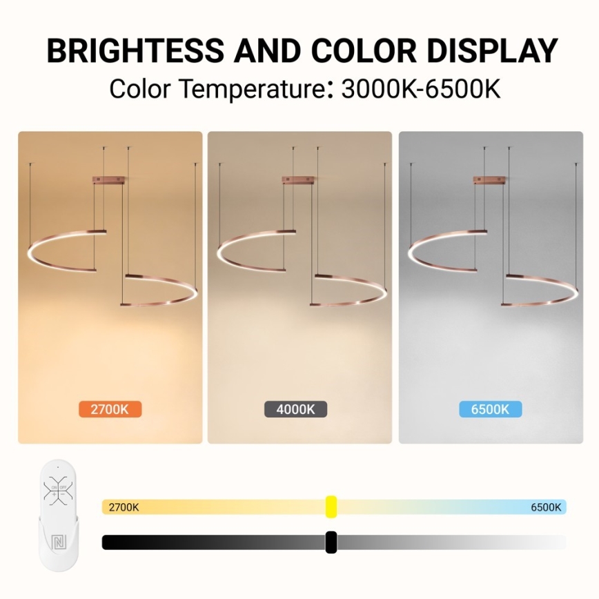 Immax NEO 07328L - LED stmievateľný luster na lane FINO LED/72W/230V 120 cm ružové zlato Tuya + diaľkové ovládanie