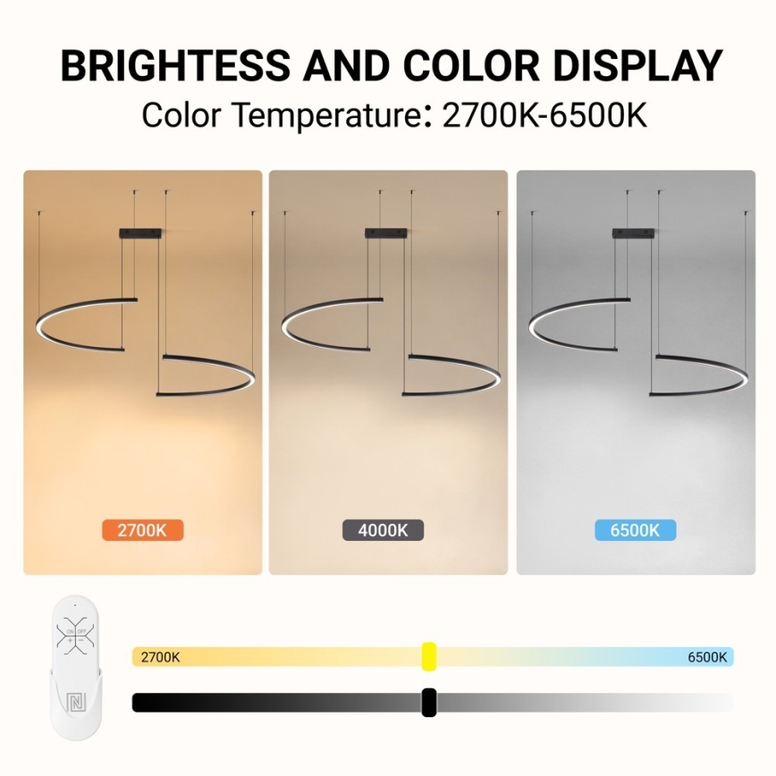 Immax NEO 07329L - LED stmievateľný luster na lanku FINO LED/72W/230V 120 cm čierna Tuya + diaľkové ovládanie