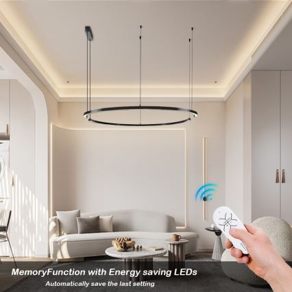 Immax NEO 07329L - LED stmievateľný luster na lanku FINO LED/72W/230V 120 cm čierna Tuya + diaľkové ovládanie