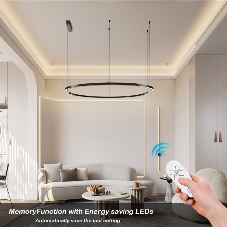 Immax NEO 07329L - LED stmievateľný luster na lanku FINO LED/72W/230V 120 cm čierna Tuya + diaľkové ovládanie