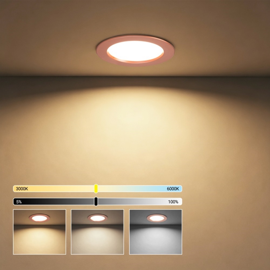 Immax NEO 07330L - stlmiteľné LED podhľadové svietidlo DOWN LED/12W/230V Wi-Fi Tuya pr. 12 cm ružové zlato