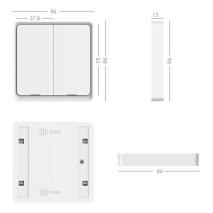 Immax NEO 07507C - SADA 3x Vypínač 2-tlačidlový SMART 3xCR2430 Zigbee 3.0 Tuya