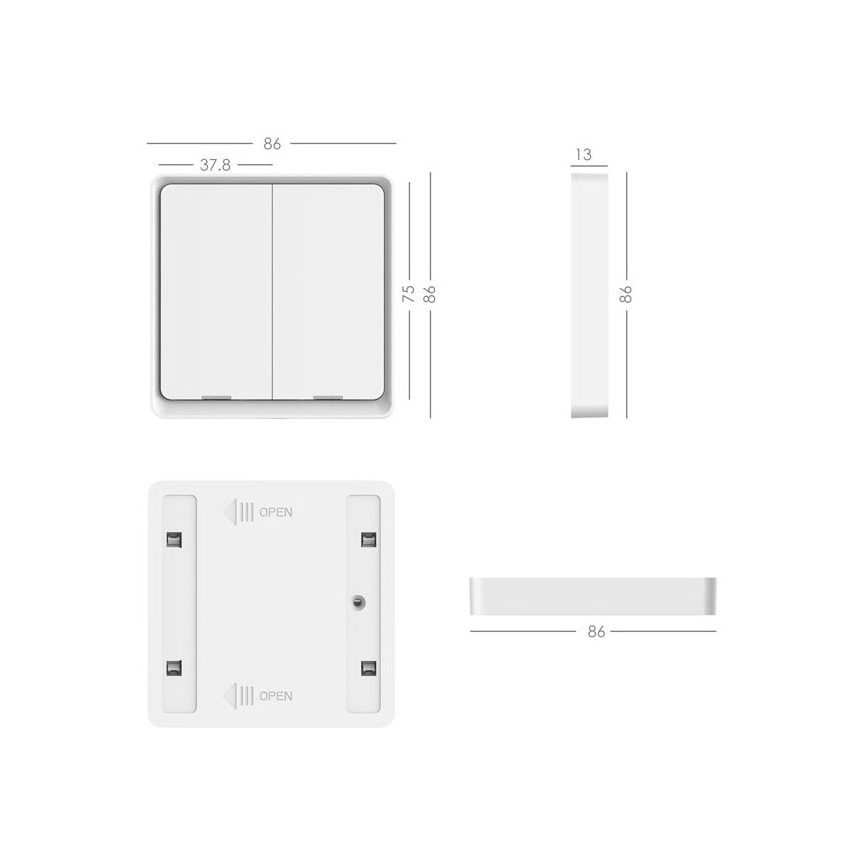 Immax NEO 07507L - Vypínač 2-tlačidlový SMART 1xCR2430 Zigbee 3.0 Tuya