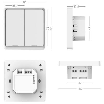 Immax NEO 07513L - Vypínač 2-tlačidlový SMART 230V Wi-Fi Tuya