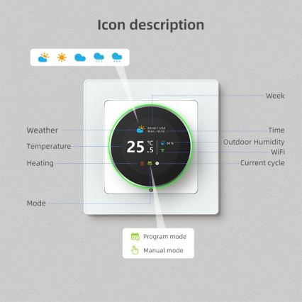 Immax NEO 07535L - Termostat pre elektrické podlahové kúrenie SMART 230V/16A Wi-Fi Tuya