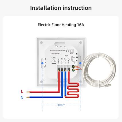 Immax NEO 07535L - Termostat pre elektrické podlahové kúrenie SMART 230V/16A Wi-Fi Tuya