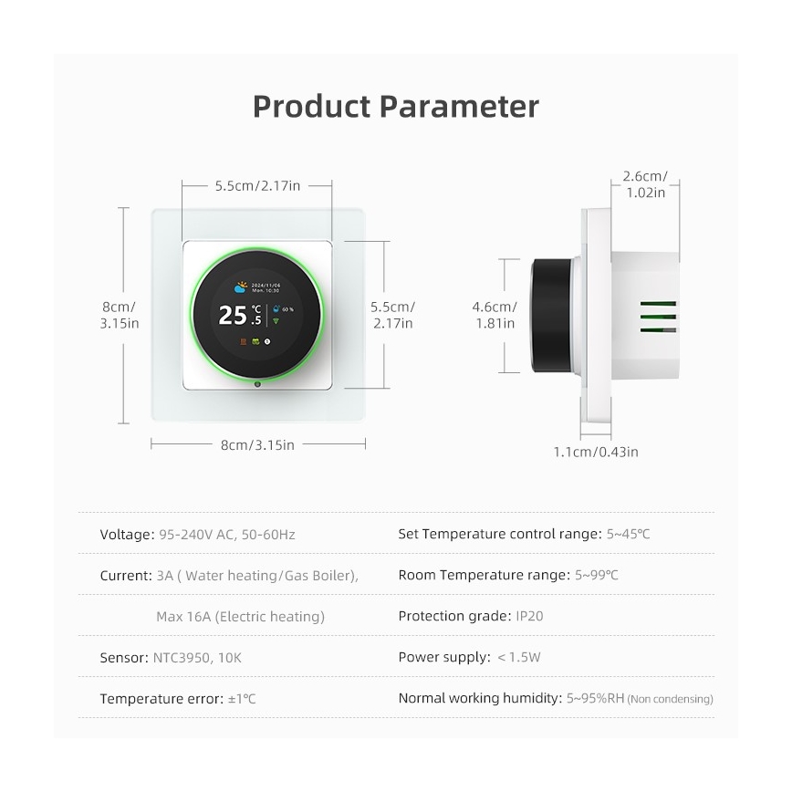 Immax NEO 07535L - Termostat pre elektrické podlahové kúrenie SMART 230V/16A Wi-Fi Tuya