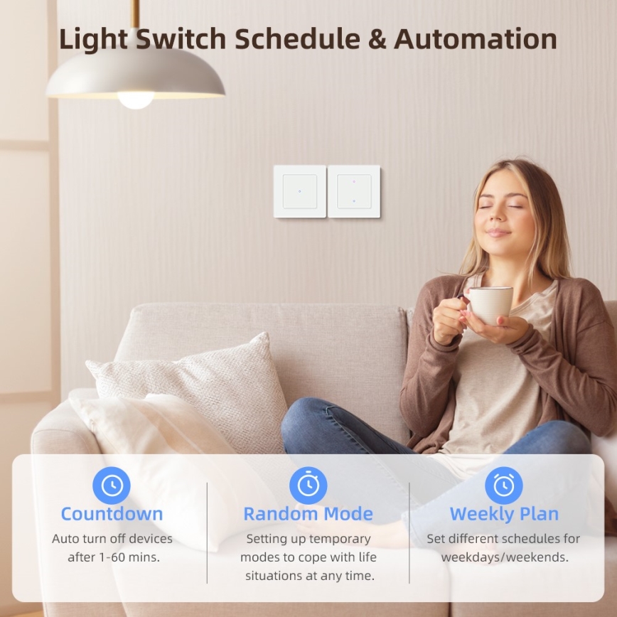 Immax NEO 07538L - SMART 1‑tlačidlový vypínač 230 V, Wi‑Fi Tuya