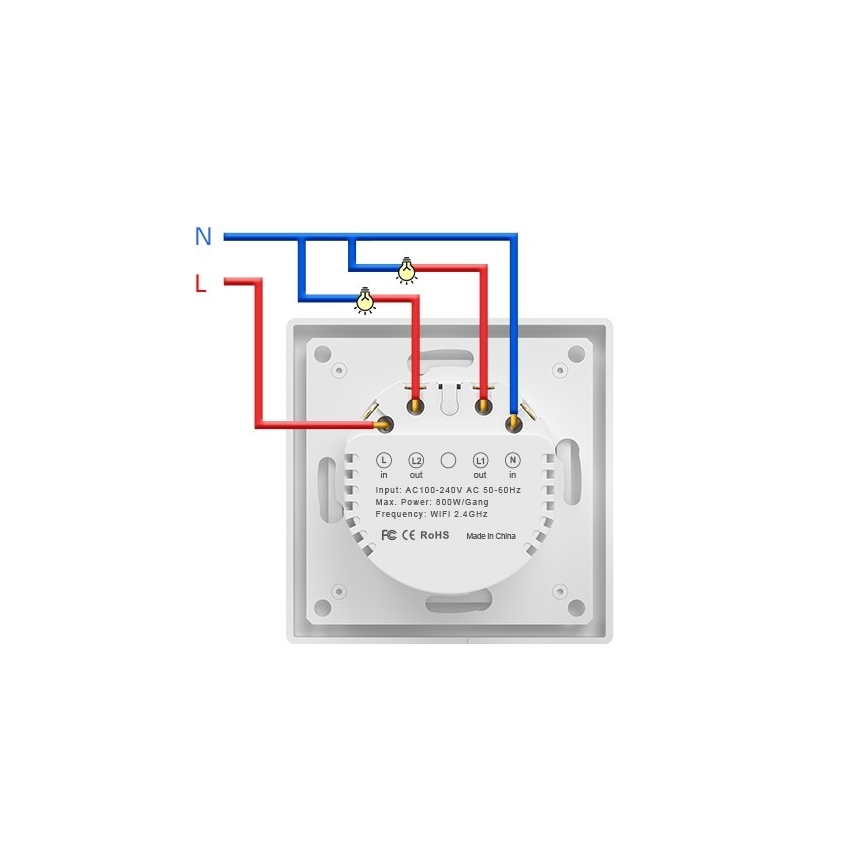 Immax NEO 07539L - 2-tlačidlový SMART vypínač 230V Wi-Fi Tuya