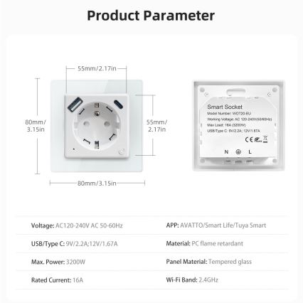 Immax NEO 07544L - Inteligentná zásuvka E 16A/230V + 1xUSB-A+1xUSB C PD 20W Wi-Fi