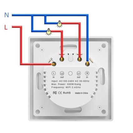 Immax NEO 07550L - SMART dvojtlačidlový vypínač 230 V
