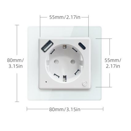 Immax NEO 07552L - Inteligentná zásuvka F 16A/230V + 1xUSB-A+1xUSB C PD 20W Tuya