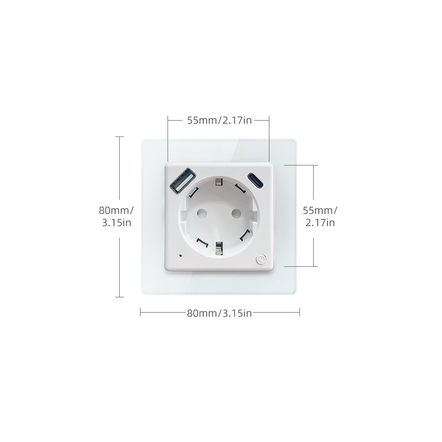 Immax NEO 07552L - Inteligentná zásuvka F 16A/230V + 1xUSB-A+1xUSB C PD 20W Tuya