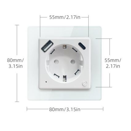 Immax NEO 07552L - Inteligentná zásuvka typu F 16A/230V + 1x USB-A + 1x USB-C PD 20W