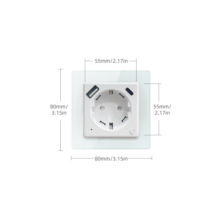 Immax NEO 07552L - Inteligentná zásuvka typu F 16A/230V + 1x USB-A + 1x USB-C PD 20W