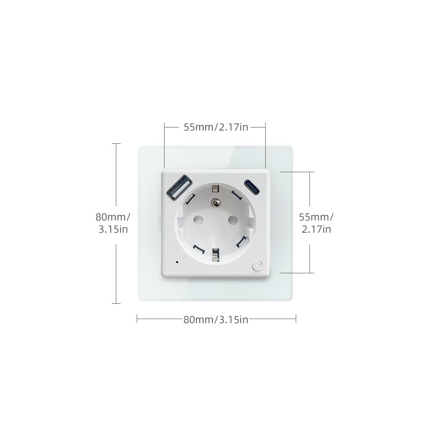 Immax NEO 07553L - Inteligentná zásuvka E 16A/230V + 1x USB-A + 1x USB-C PD 20W