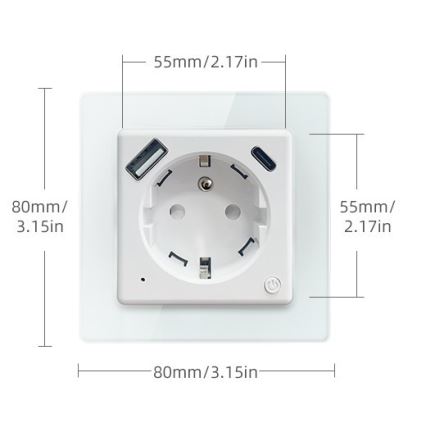 Immax NEO 07553L - Inteligentná zásuvka E 16A/230V s 1× USB-A a 1× USB-C (PD 20W) Tuya