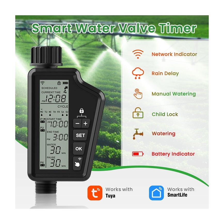 Immax NEO 07556L - Závlahový ventil 4xAA IP65 Wi-Fi Tuya