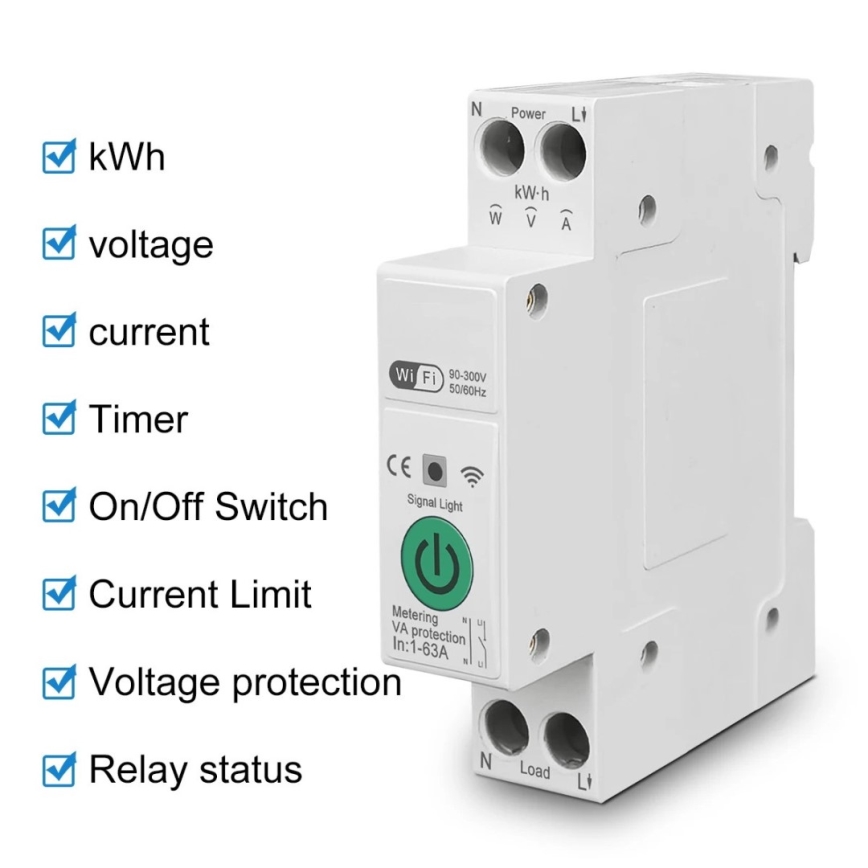 Immax NEO 07574L - Inteligentný istič 1-fázový 1-63A Wi-Fi Tuya