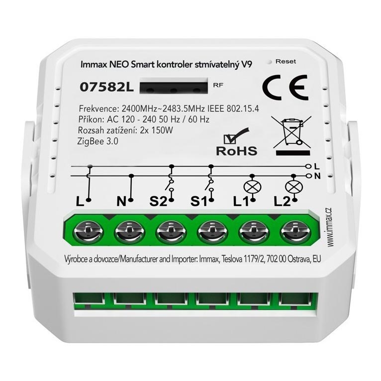 Immax Neo 07582L - Inteligentný  kontroler stmievateľný V9 2-tlačidlový Tuya