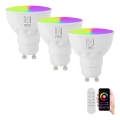 Immax NEO 07724CDO - sada 3x stmievateľných LED žiaroviek RGB+CCT GU10/4,8W/230V 2700-6500K Wi-Fi Tuya + diaľkové ovládanie