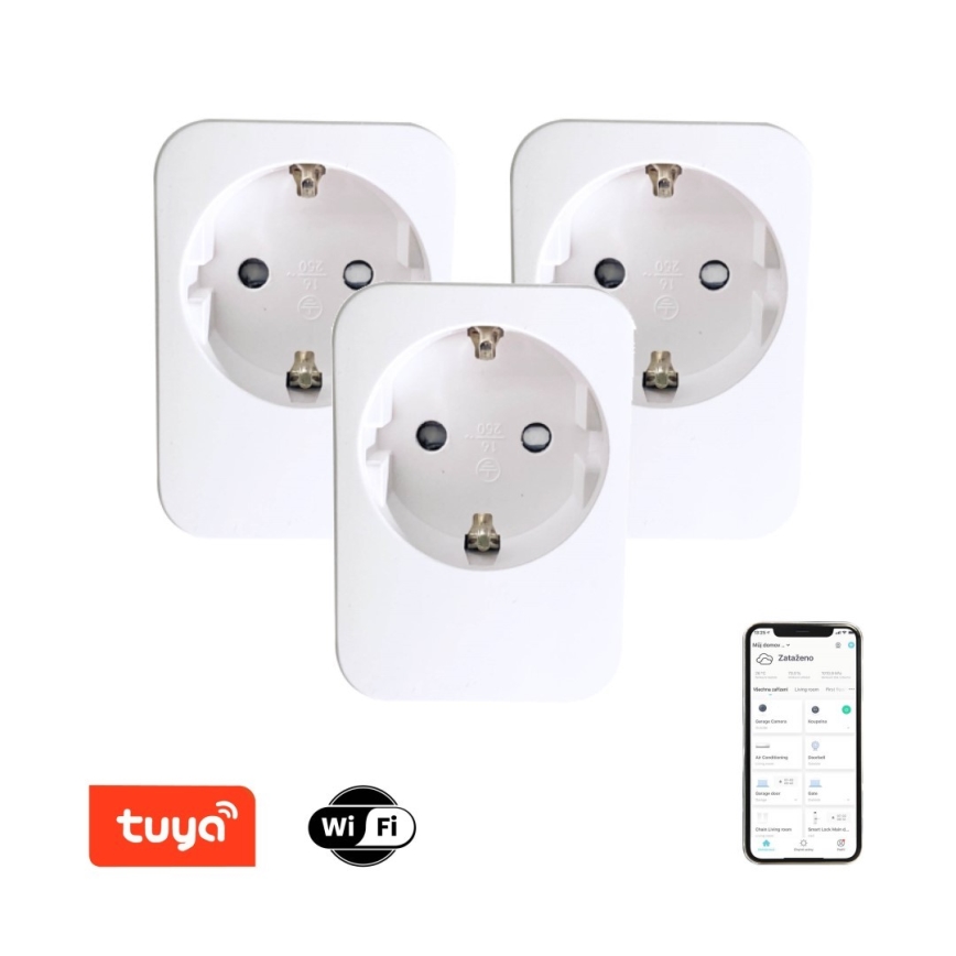 Immax NEO 07761C - SADA 3x Inteligentná zásuvka NEO LITE 3680W/230V/16A Wi-Fi Tuya SCHUKO