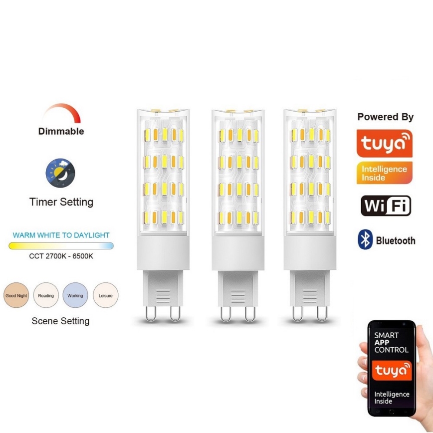 Immax NEO 07763C - SADA 3x LED Stmievateľná žiarovka NEO LITE G9/4W/230V 2700-6500K Wi-Fi Tuya