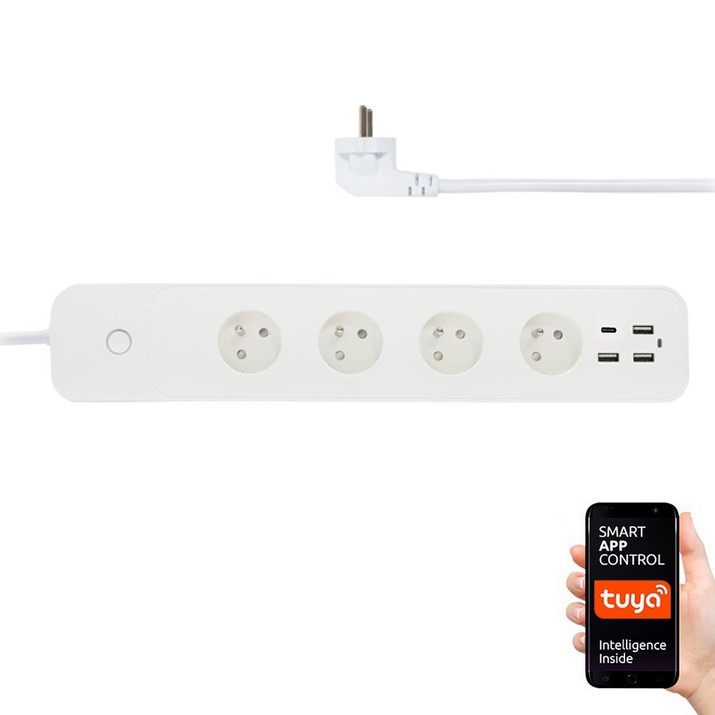 Immax NEO 07771L- Predlžovací kábel NEO LITE Smart 4AC+3xUSB+1xUSB C Wi-Fi Tuya