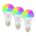 Immax NEO 07794CDO - SADA 3 ks LED RGB+CCT stmievateľné žiarovky E27/14W/230V 2700K-6500K Tuya Wi‑Fi + diaľkové ovládanie
