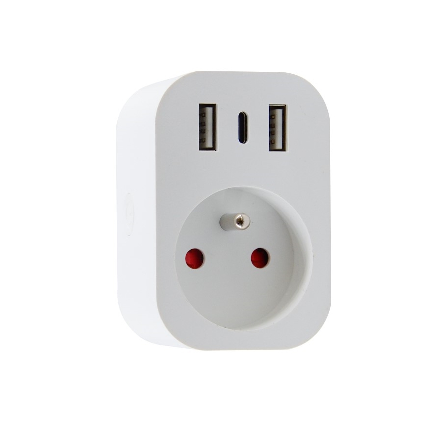 Immax NEO 07799L - Inteligentná rozbočovacia zásuvka 16A/230V + 2xUSB+1xUSB C Wi-Fi Tuya