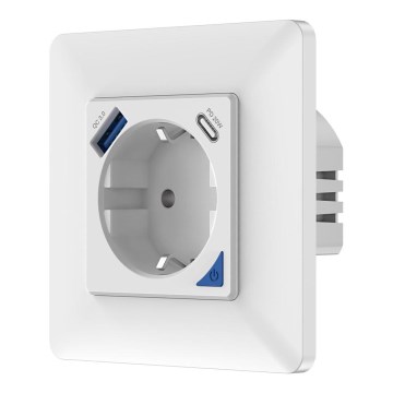 Immax NEO 07801L - Inteligentná zásuvka 16A/230V + 1xUSB-A+1xUSB C Tuya