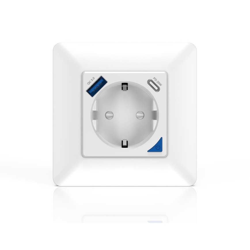 Immax NEO 07801L - Inteligentná zásuvka 16A/230V + 1xUSB-A+1xUSB C Tuya