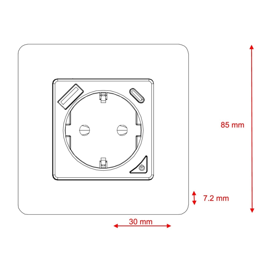 Immax NEO 07801L - Inteligentná zásuvka 16A/230V + 1xUSB-A+1xUSB C Tuya