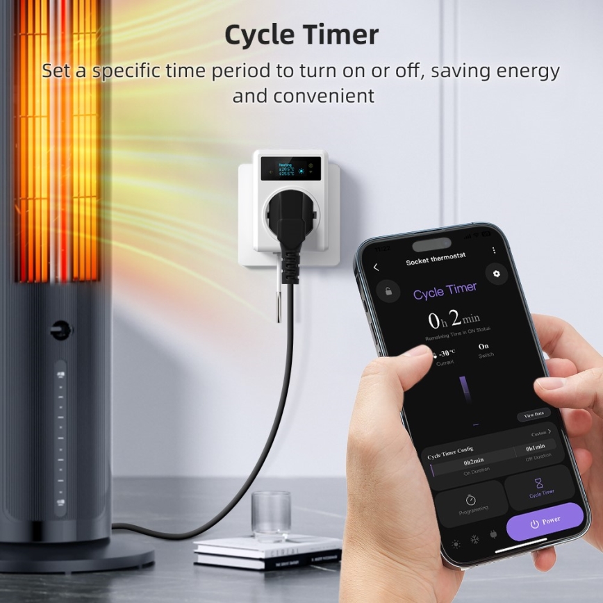 Immax NEO 07811L - Inteligentná zásuvka s teplomerom F 3680W Tuya Wi-Fi