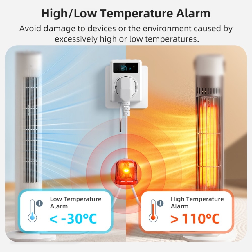 Immax NEO 07811L - Inteligentná zásuvka s teplomerom F 3680W Tuya Wi-Fi