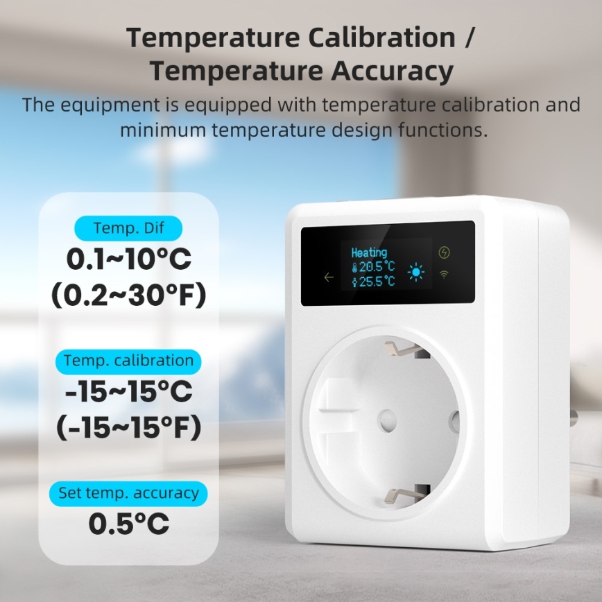 Immax NEO 07811L - Inteligentná zásuvka s teplomerom F 3680W Tuya Wi-Fi